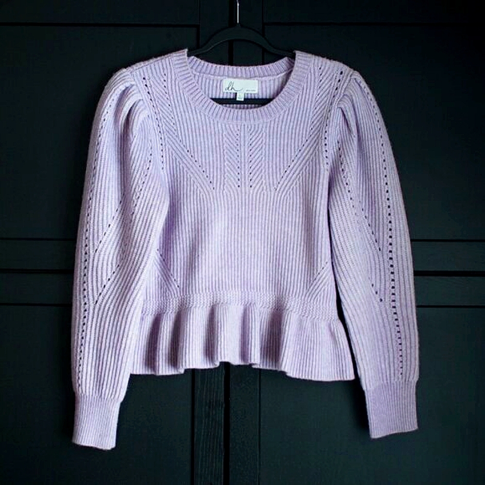 dh New York | Designer Wool/Cashmere, Long Sleeve Knit, Peplum Sweater